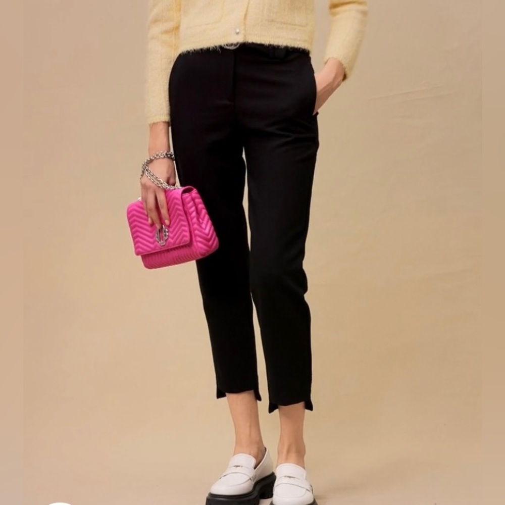 Size 34 MAJE BLACK STRAIGHT DRESS PANTS WITH BELT